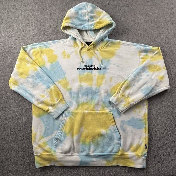HUF Worldwide Hoodie Adult Extra Large Long Sleeve Tie Dye Casual Sweater Men's - Picture 1 of 14